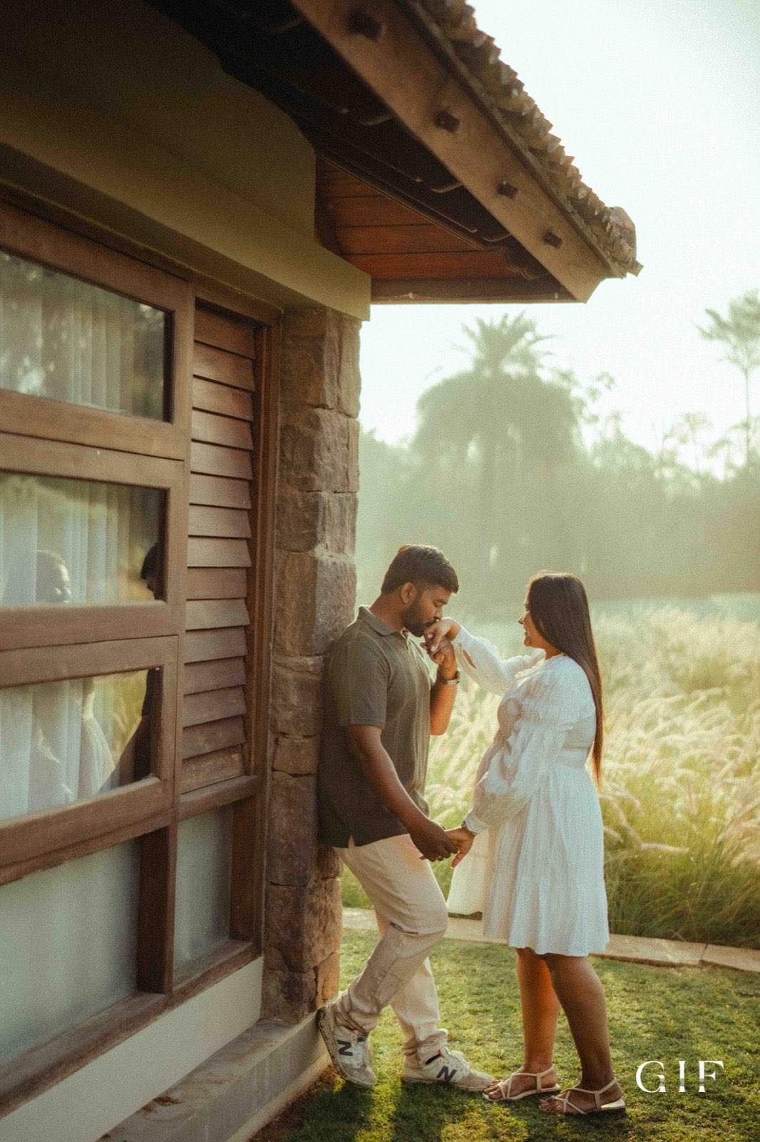 Dhruvin kissing Diksha's hand in warm morning light