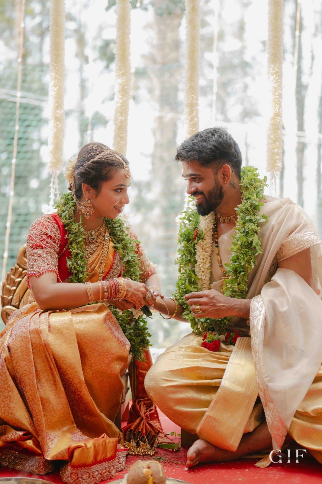 Kartik and Pranita during their wedding ceremony